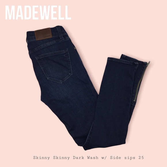 MADEWELL|Skinny skinny Dark wash w zips SZ 25 EUC - Picture 6 of 15